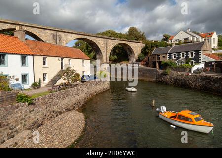 High tide at the Fife village of Largo Stock Photo