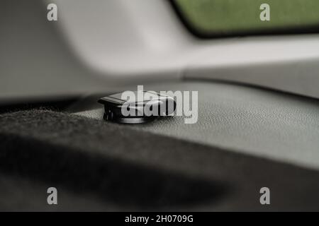 12V power socket in a car. Outlet socket in a car. Stock Photo