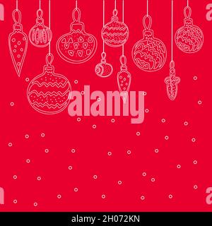 Vector illustration with Christmas tree decorations balls. Stock Vector