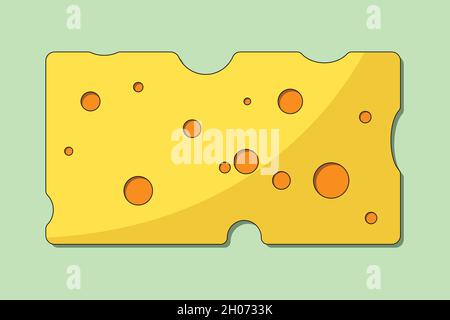 Cheese slice with holes icon - flat design Stock Vector