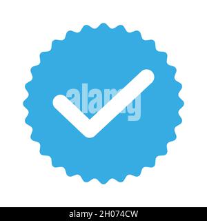 Blue verification check mark icon vector stock illustration. Stock Vector