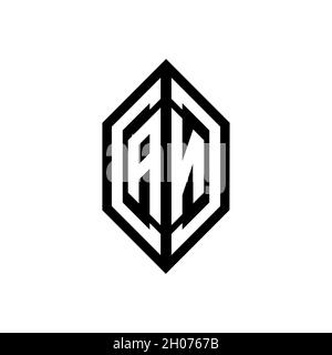 AN Monogram Logo geometric initial with wing shape style design template. Wing initial logo design isolated in black background Stock Vector