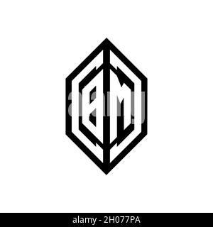 BM logo with geometric shape vector monogram design template isolated on white background Stock Vector