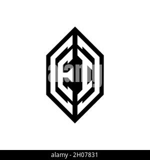 EI logo with geometric shape vector monogram design template isolated on white background Stock Vector