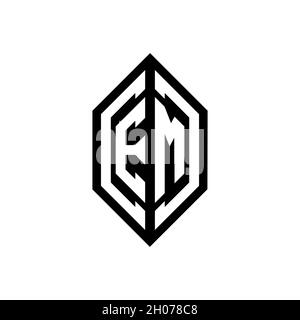 EM logo with geometric shape vector monogram design template isolated on white background Stock Vector