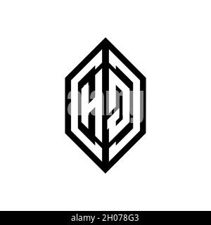 HQ logo with geometric shape vector monogram design template isolated on white background Stock Vector