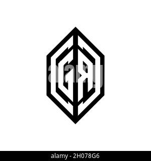 GR logo with geometric shape vector monogram design template isolated on white background Stock Vector