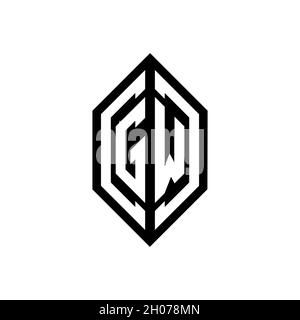 GW logo with geometric shape vector monogram design template isolated on white background Stock Vector