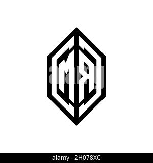 MR logo with geometric shape vector monogram design template isolated on white background Stock Vector