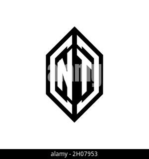 NT logo with geometric shape vector monogram design template isolated on white background Stock Vector