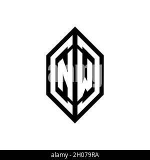 NW logo with geometric shape vector monogram design template isolated on white background Stock Vector