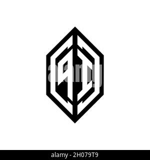 PI logo with geometric shape vector monogram design template isolated on white background Stock Vector