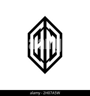 HM logo with geometric shape vector monogram design template isolated on white background Stock Vector