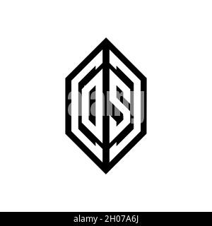 OS logo with geometric shape vector monogram design template isolated on white background Stock Vector