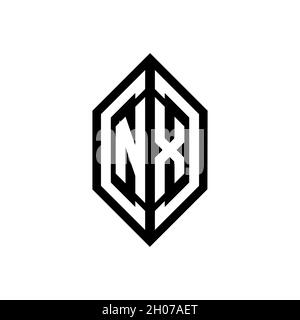 NX logo with geometric shape vector monogram design template isolated on white background Stock Vector