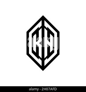 KH logo with geometric shape vector monogram design template isolated on white background Stock Vector