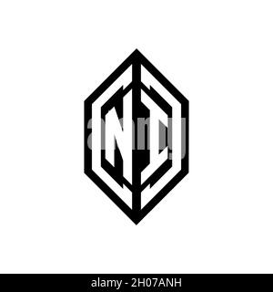 NI logo with geometric shape vector monogram design template isolated on white background Stock Vector