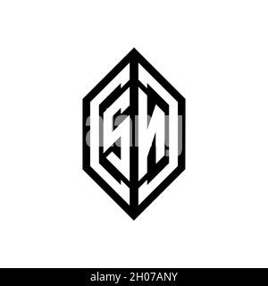 SN logo with geometric shape vector monogram design template isolated on white background Stock Vector