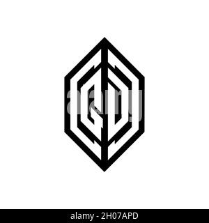 QD logo with geometric shape vector monogram design template isolated on white background Stock Vector