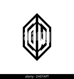 OW logo with geometric shape vector monogram design template isolated on white background Stock Vector