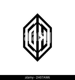 OK logo with geometric shape vector monogram design template isolated on white background Stock Vector