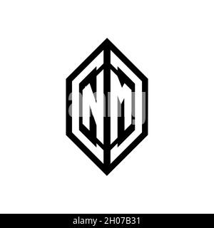 NM logo with geometric shape vector monogram design template isolated on white background Stock Vector
