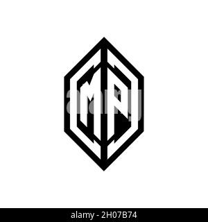 MP logo with geometric shape vector monogram design template isolated on white background Stock Vector