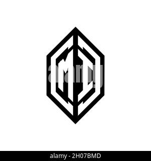 MI logo with geometric shape vector monogram design template isolated on white background Stock Vector