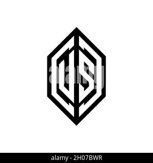 US logo with geometric shape vector monogram design template isolated on white background Stock Vector