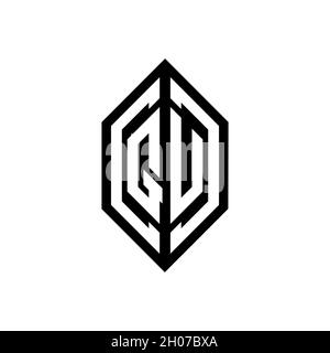 QU logo with geometric shape vector monogram design template isolated on white background Stock Vector