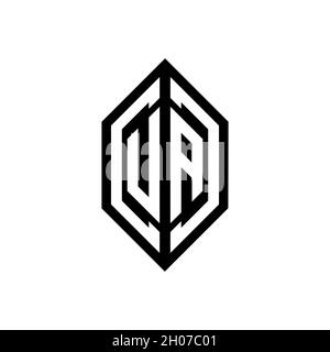 UA logo with geometric shape vector monogram design template isolated on white background Stock Vector