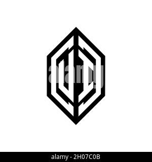 UI logo with geometric shape vector monogram design template isolated on white background Stock Vector