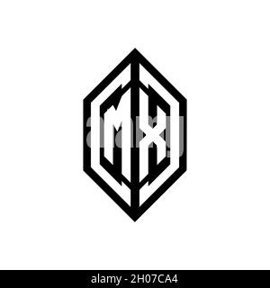 MX logo with geometric shape vector monogram design template isolated on white background Stock Vector