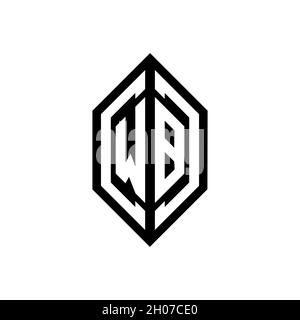 WB logo with geometric shape vector monogram design template isolated on white background Stock Vector