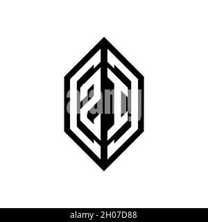ZI logo with geometric shape vector monogram design template isolated on white background Stock Vector