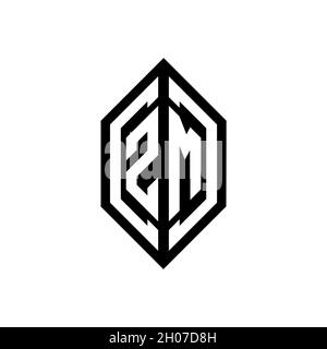 ZM logo with geometric shape vector monogram design template isolated on white background Stock Vector