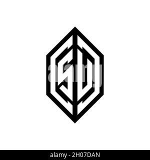 SU logo with geometric shape vector monogram design template isolated on white background Stock Vector