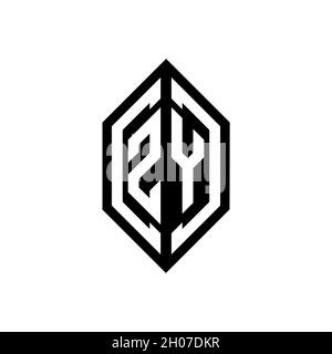 ZY logo with geometric shape vector monogram design template isolated on white background Stock Vector