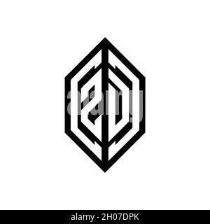 ZD logo with geometric shape vector monogram design template isolated on white background Stock Vector