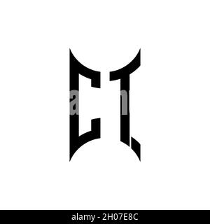 CT Monogram geometric shape style template. Monogram initial design vector on isolated background Stock Vector