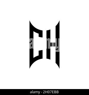 CH Monogram geometric shape style template. Monogram initial design vector on isolated background Stock Vector