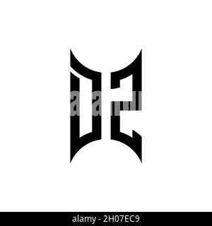 DZ Monogram geometric shape style template. Monogram initial design vector on isolated background Stock Vector