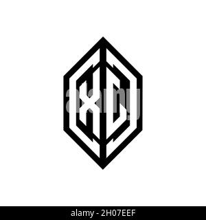 ZH Monogram geometric shape style template. Monogram initial design vector on isolated background Stock Vector