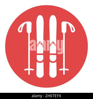 Ski and sticks vector glyph icon. Winter sign. Graph symbol for travel and tourism web site and apps design, logo, app, UI Stock Vector