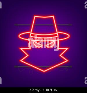 Cyber attack. Data Phishing with fishing hook, laptop, internet security. Neon style. Vector illustration Stock Vector