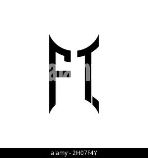FT Monogram geometric shape style template. Monogram initial design vector on isolated background Stock Vector
