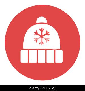 Winter hat cap with snowflake and pompom vector glyph icon. Winter sign. Graph symbol for travel and tourism web site and apps design, logo, app, UI Stock Vector