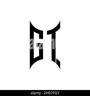 GT Monogram geometric shape style template. Monogram initial design vector on isolated background Stock Vector