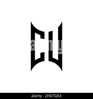 CU Monogram geometric shape style template. Monogram initial design vector on isolated background Stock Vector