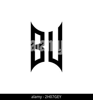 BU Monogram geometric shape style template. Monogram initial design vector on isolated background Stock Vector